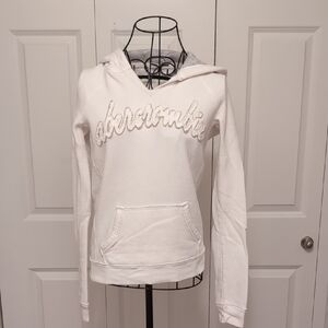 Abercrombie & Fitch Cream Hoodie with Embroidered Logo